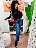 Maglione ricamato con perle