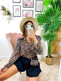Camicia Maculata con Stelle fucsia e borsetta inclusa