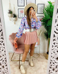Camicia fiorata sfumature azzurra