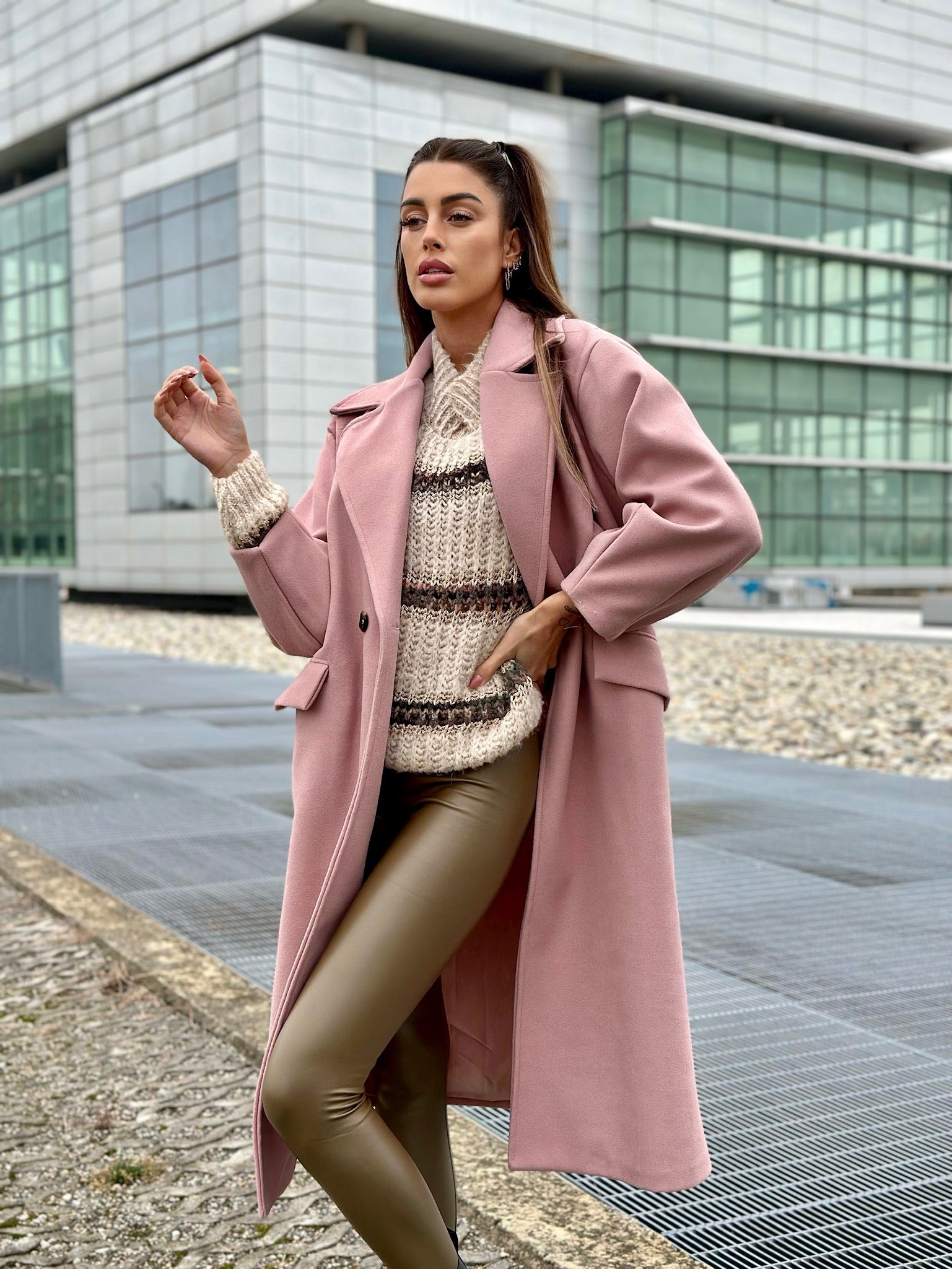 Cappotto over rosa