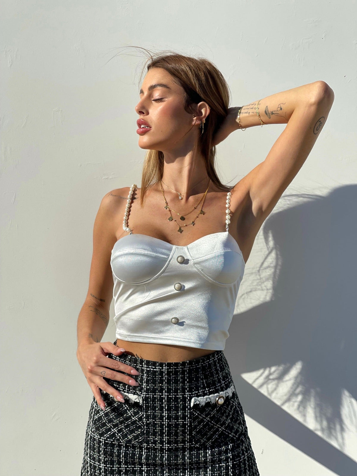 Top gioiello con perle