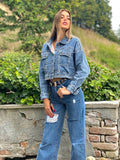 Giaccone di jeans con borchie