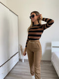 Maglioncino a righe Nero Camel