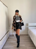 Cappotto check trama nude Fuxia