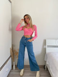 Top a costine rosa barbie