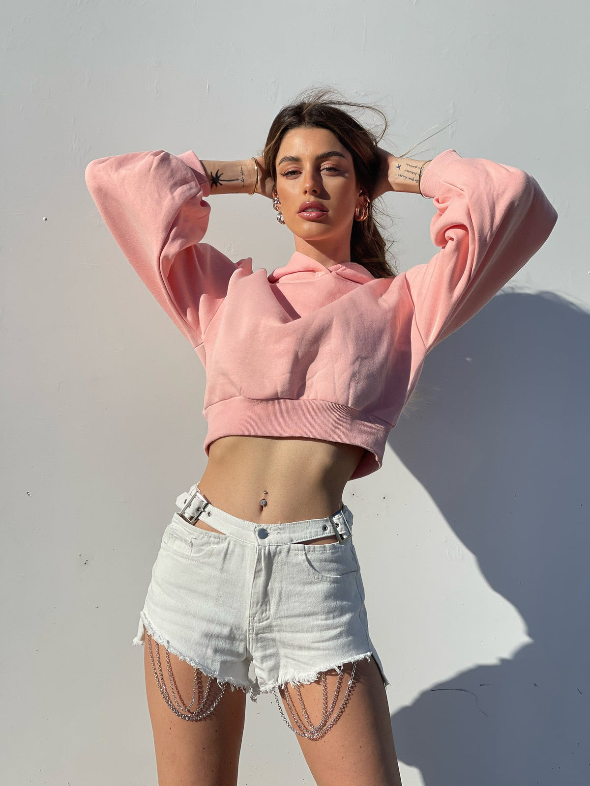 Felpa rosa manica ampia