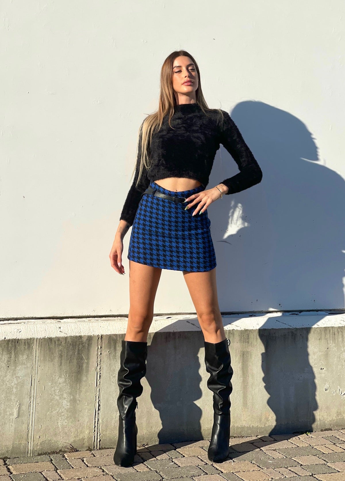 Gonna in tweed blue