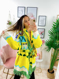 Cardigan frange e cinta giallo
