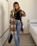 Giacca check choco nude