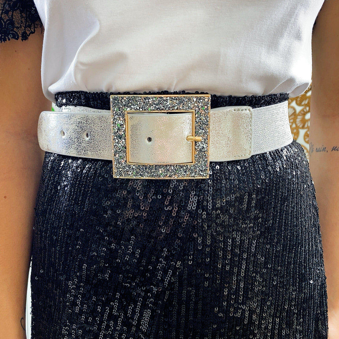 Cintura argento glitter