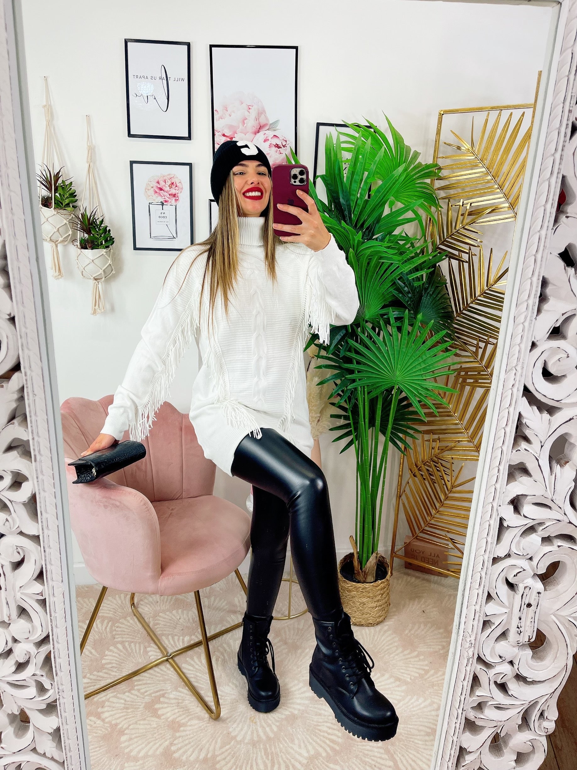 Maglione con frange bianco