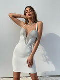 Abito bustier bianco con frange