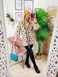 Maxi maglione camel a cuori