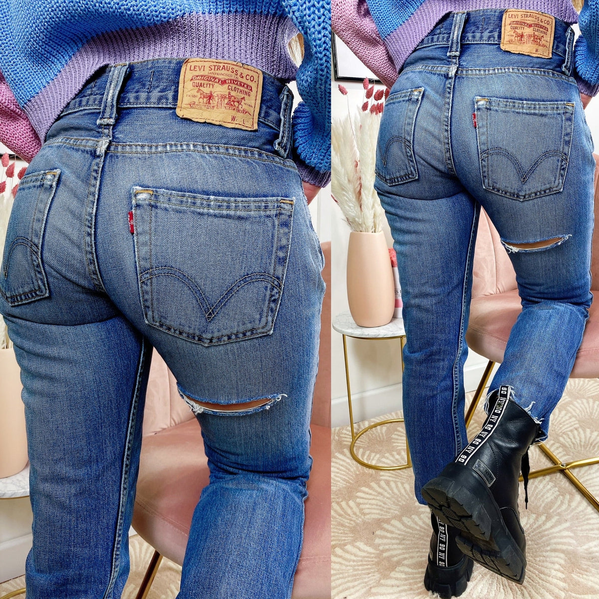 Jeans Levi’s Vintage a caramella con spacco medio scuro