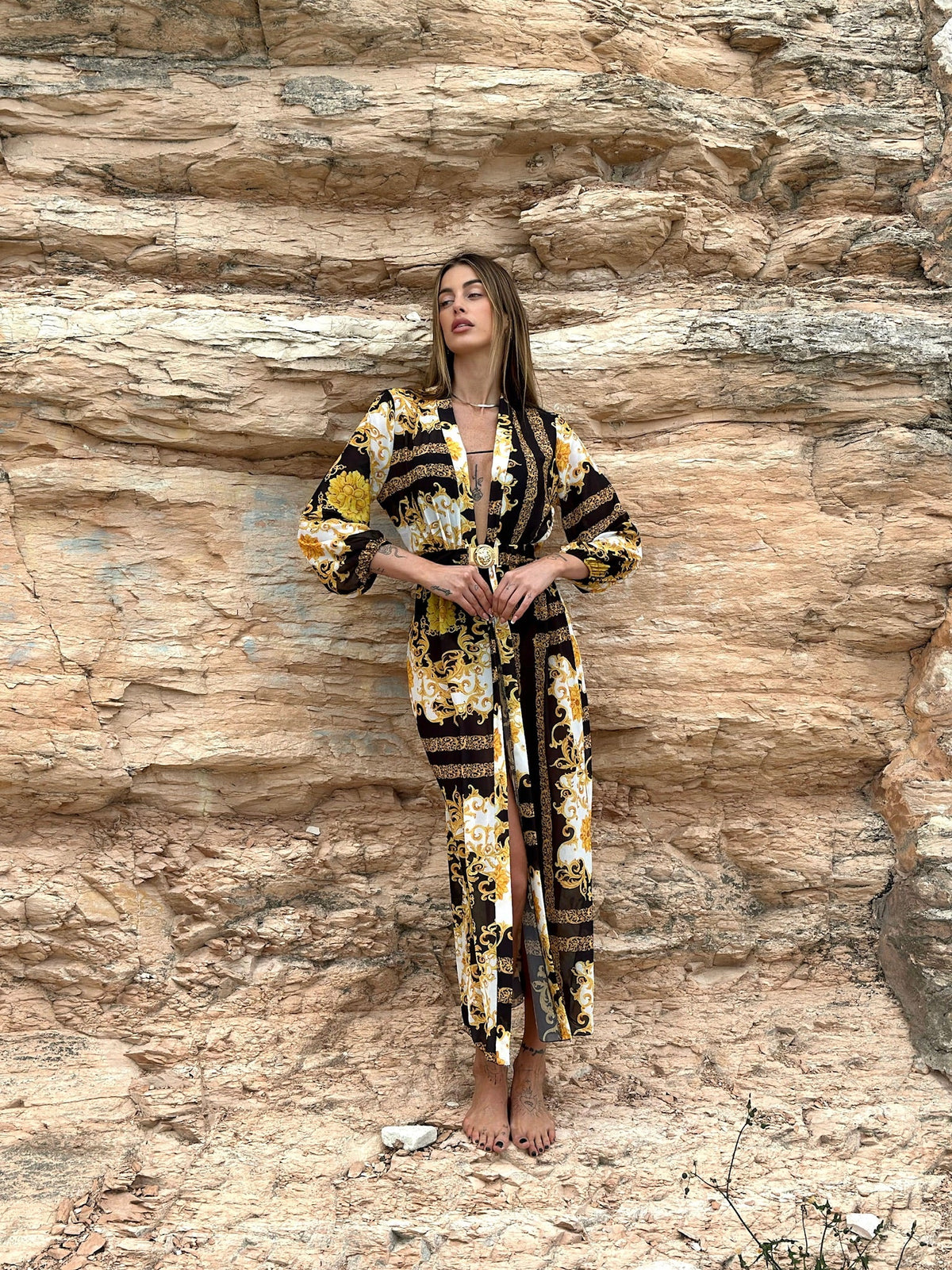 kimono nero gold con cintura