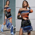 Abito multicolor con scollo base nera