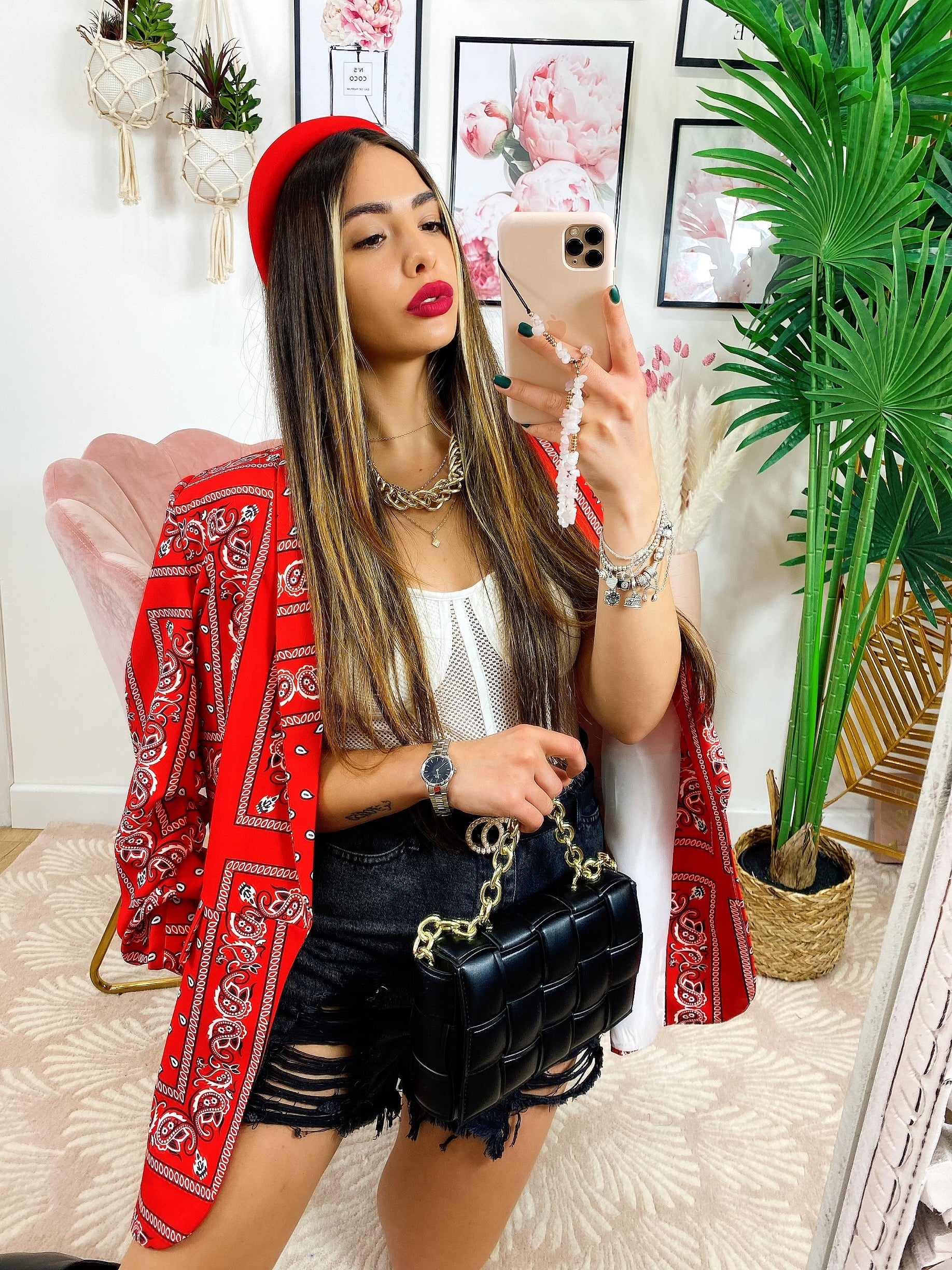 Giacca effetto bandana Rossa