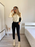 Pantalone aderente nero con cintura