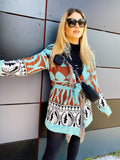Cardigan Verdeacqua con frange e cinta