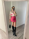 Top crop oro dettagli Fuxia