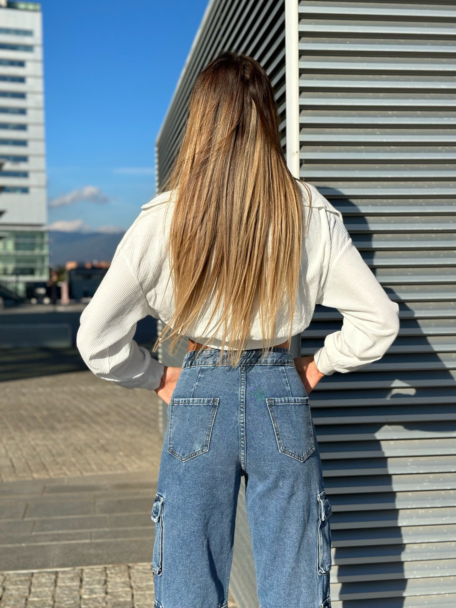 T-shirt più felpa crop bianco