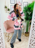 Cardigan con frange e cinta Rosa