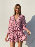 Abito a balze con cuori rosa