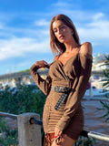 Abito glitter arricciato terra gold