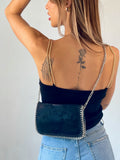 Tracollina o pochette nera con dettagli argento