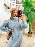 Maxi maglione collo alto con perle Carta da zucchero