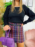 Maglione con scollo a u con perle nero