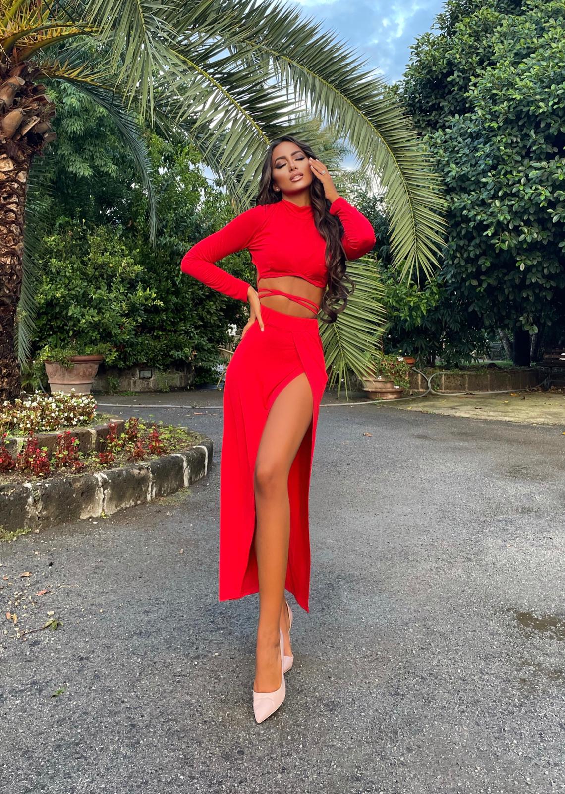 Completo rosso top e gonna Anastasia