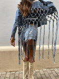 Giaccone di jeans con frange