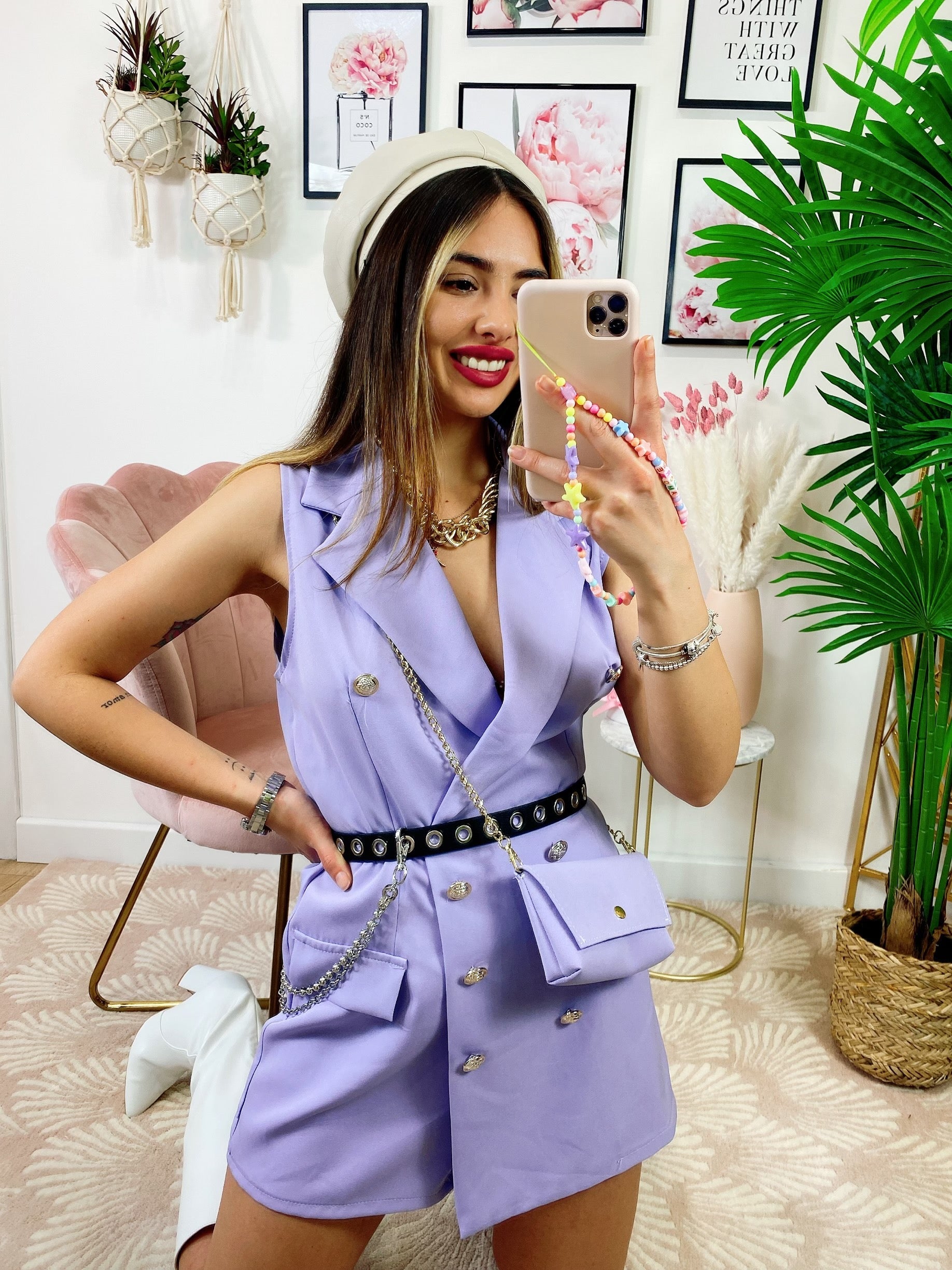 Tutina a Blazer con borsetta lilla