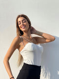 Body bianco con strass