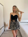 Top scollo a cuore con strass nero