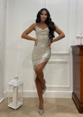 Abito midi bianco con paillettes