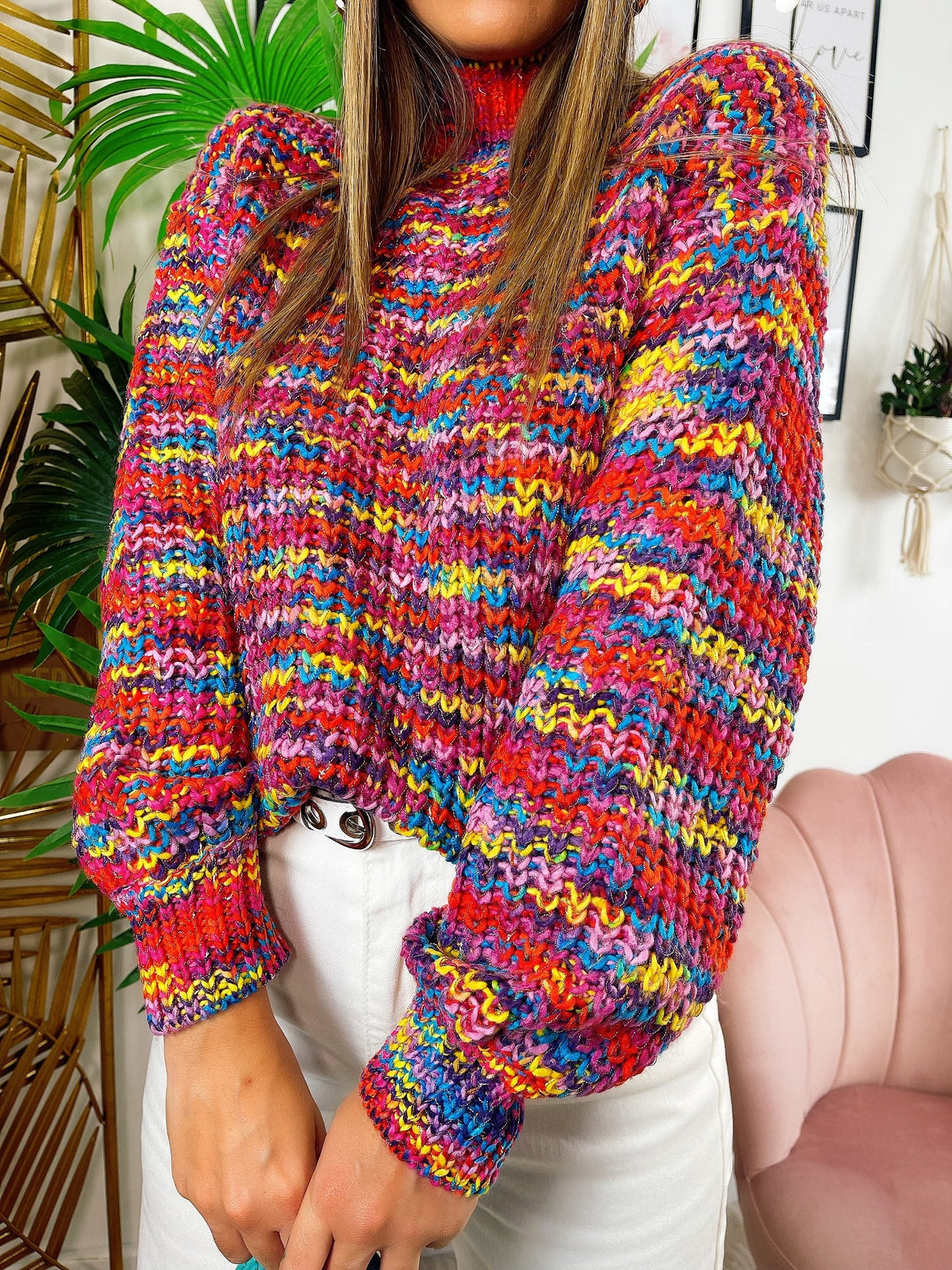 Maglione colorato peonia lilla
