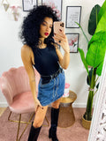 Gonna di Jeans con tasche nere e cintura