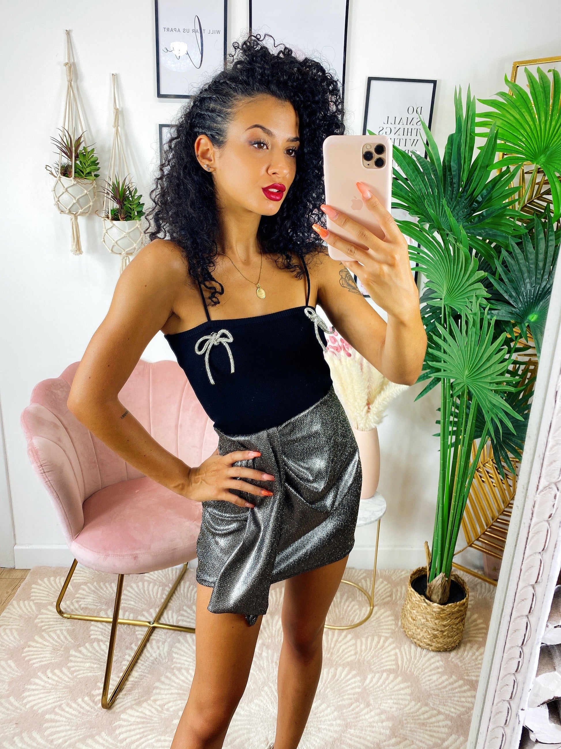 Top con fiocchi e strass