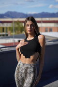 Top crop nero zigzag