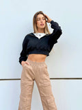 T-shirt più felpa crop
