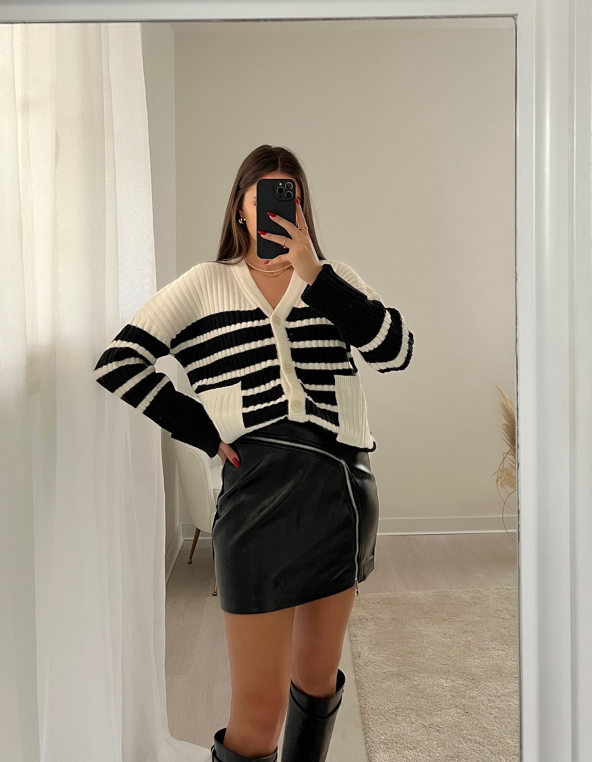 Cardigan bianco e nero