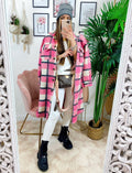 Giacca a quadri lunga Rosa