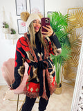 Cardigan con rose dettaglio Rosso