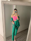 Top rosa con spalline in strass