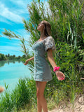 Abito in jeans con maniche a fiori