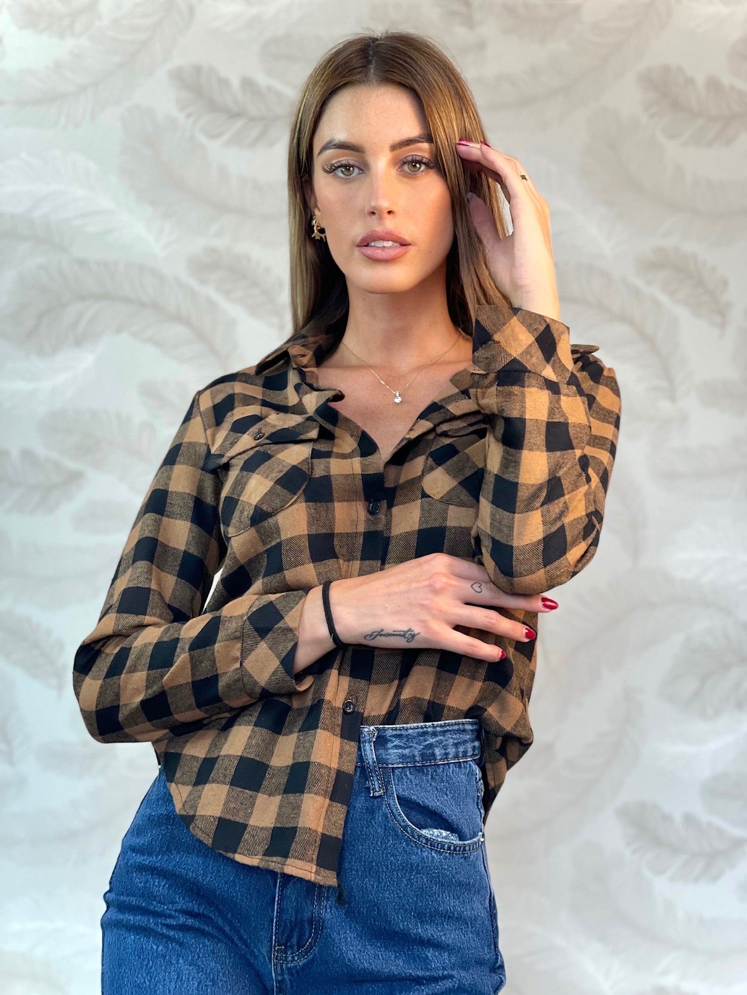 Camicia a quadri Camel black