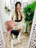 Set gonna e maglia crop beige