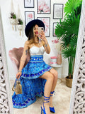 Gonna asimmetrica azzurra e celeste